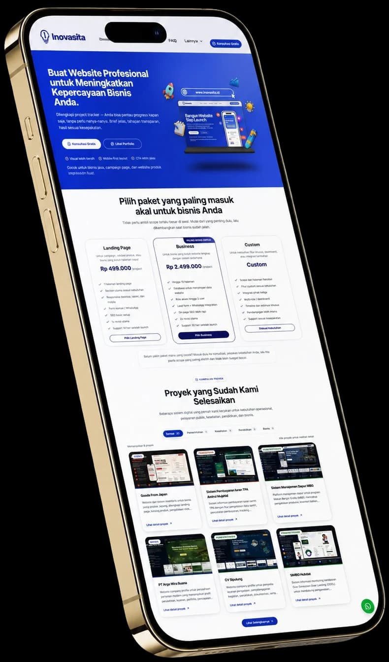 Tampilan mobile website Inovasita